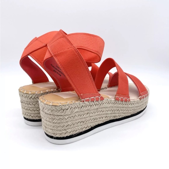 DOLCE VITA BRIGHT ORANGE PLATFORM ESPADRILLE ELASTIC STRAPS ANKLE STRAP 8.5M - Picture 5 of 10